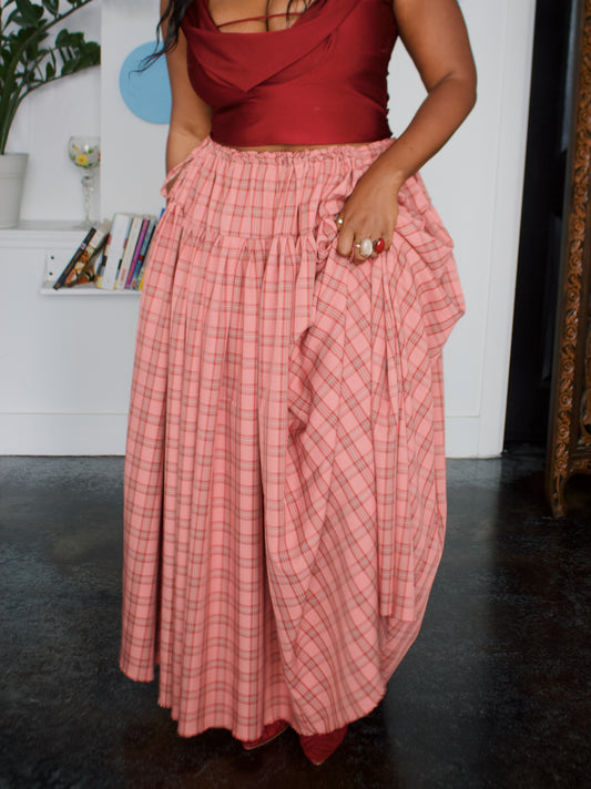 The Meadow Skirt - Plaid - Watermelon