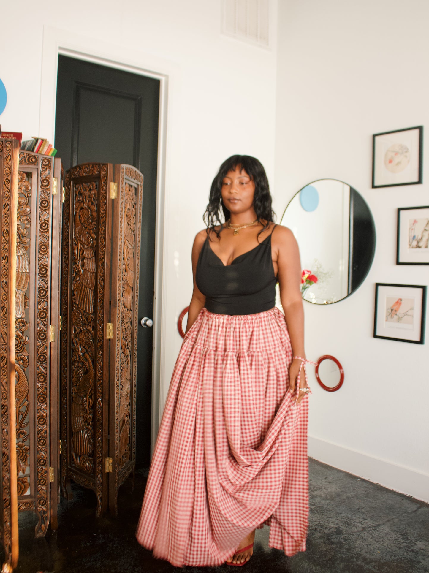 The Meadow Skirt - Plaid - Ruby