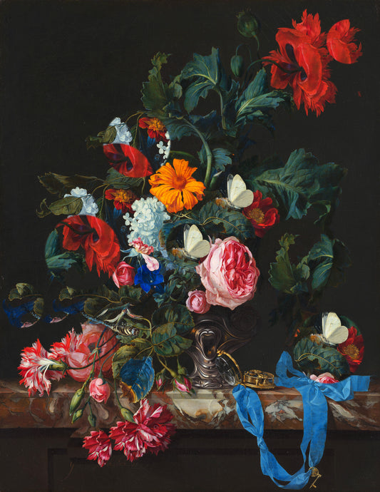 A Victorian painting of a bouquet of flowers.