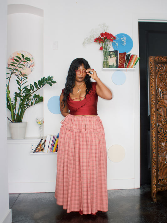 The Meadow Skirt - Plaid - Watermelon