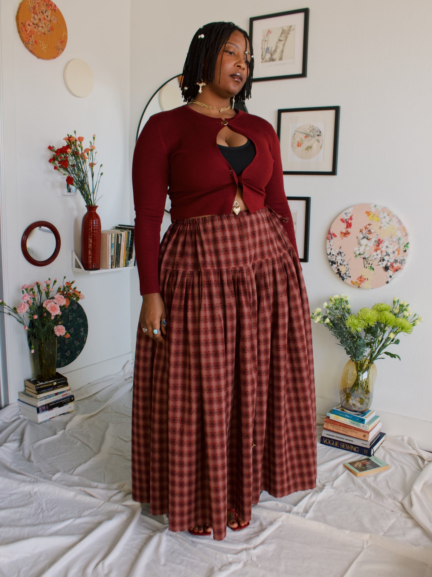 The Meadow Skirt - Plaid - Ladybug