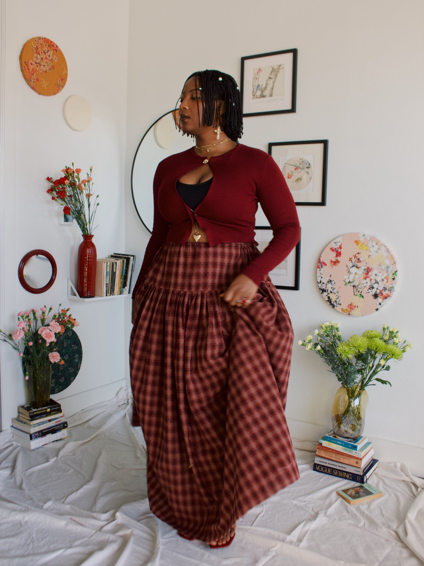 The Meadow Skirt - Plaid - Ladybug