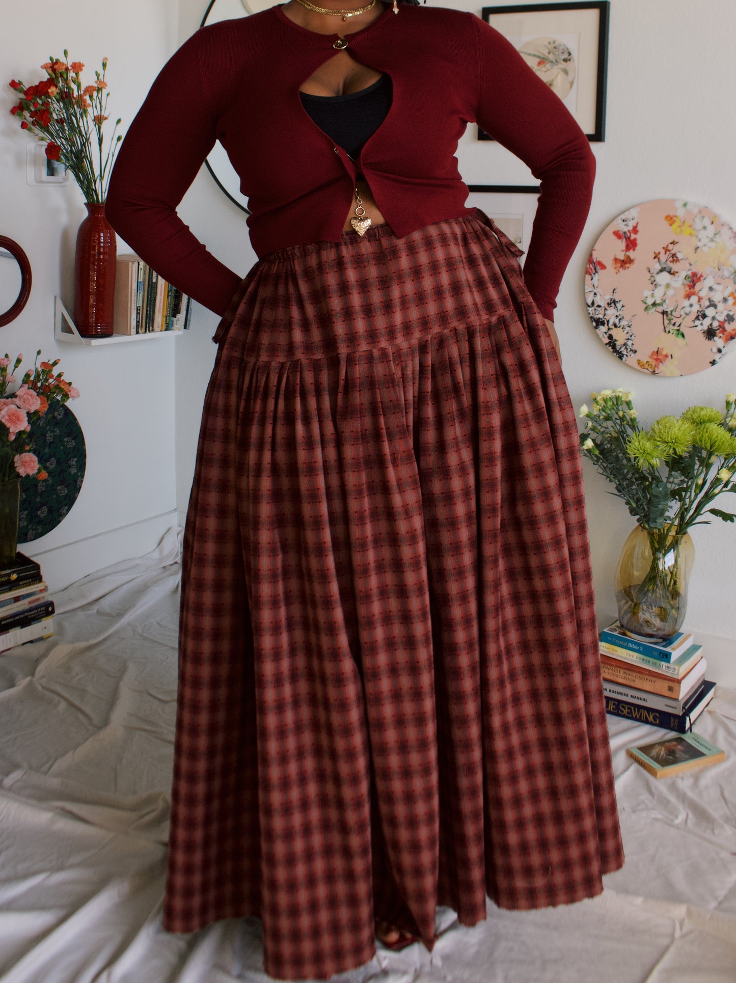 The Meadow Skirt - Plaid - Ladybug