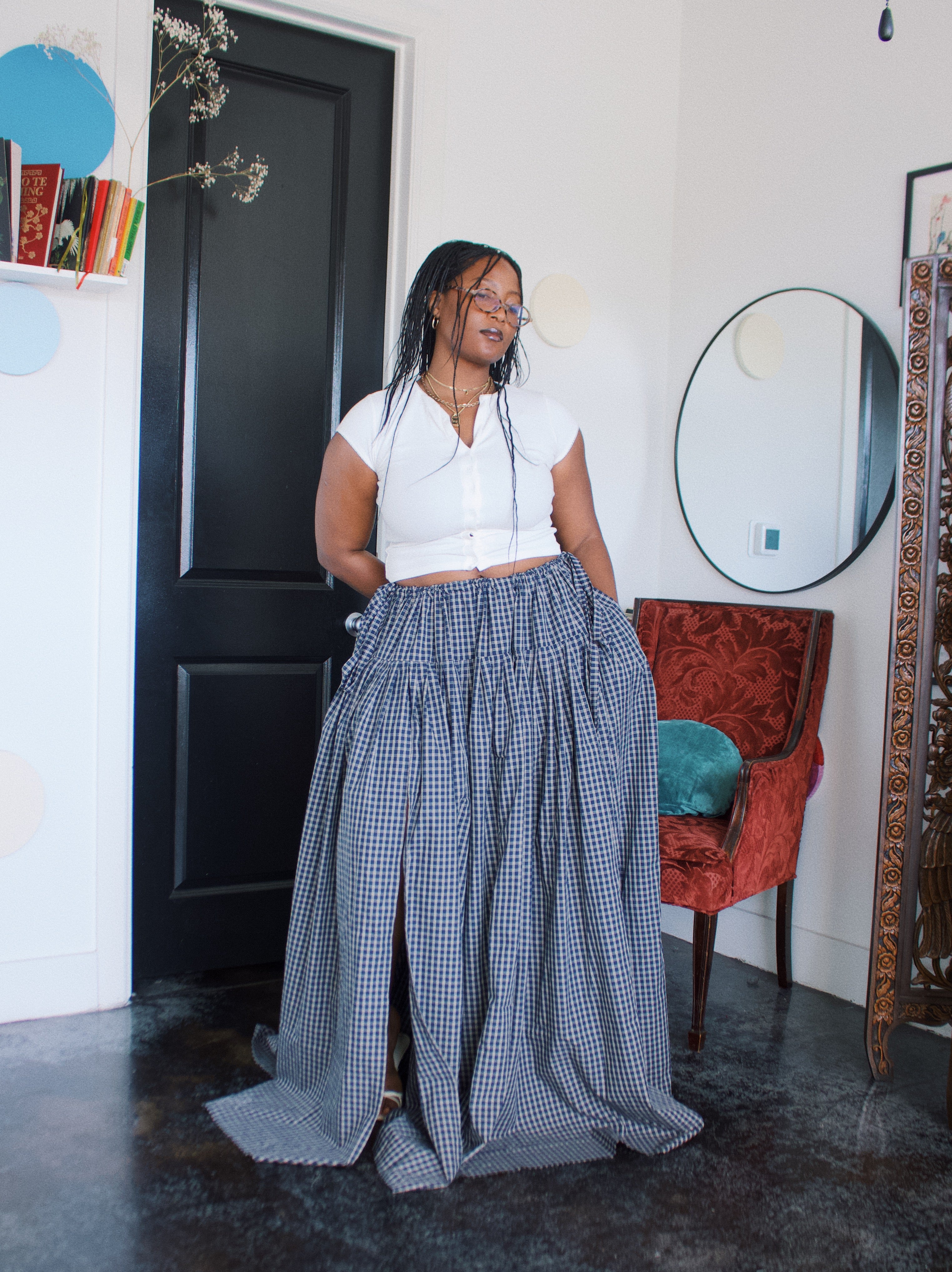 The Meadow Skirt - Plaid - Lake – theflower iris