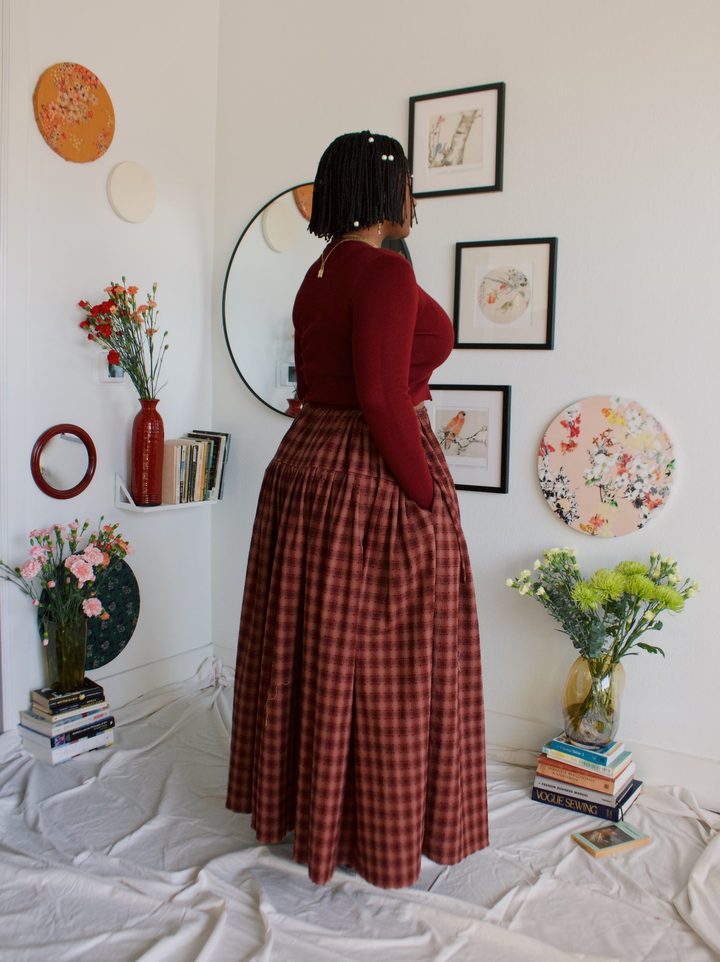The Meadow Skirt - Plaid - Ladybug