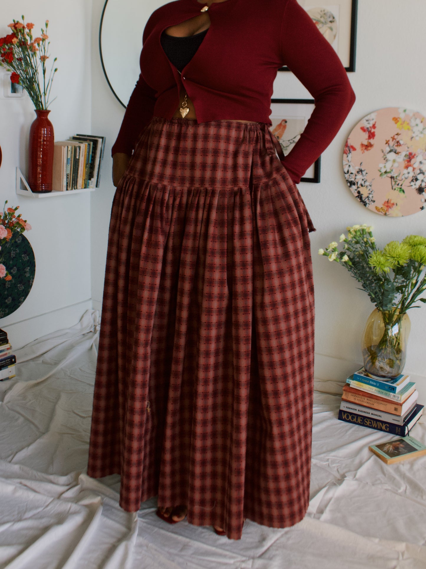 The Meadow Skirt - Plaid - Ladybug