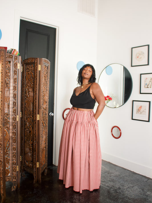The Meadow Skirt - Plaid - Ruby