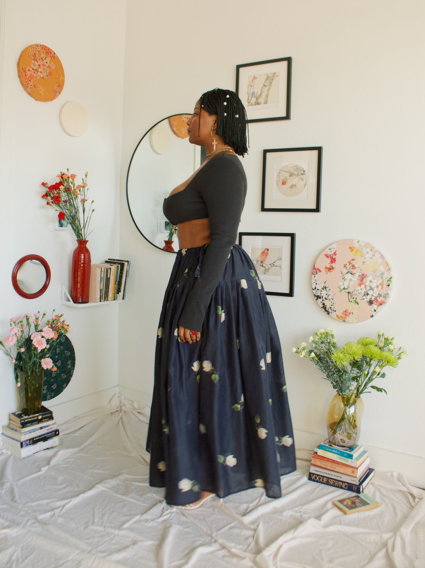 The Meadow Skirt - Black Roses