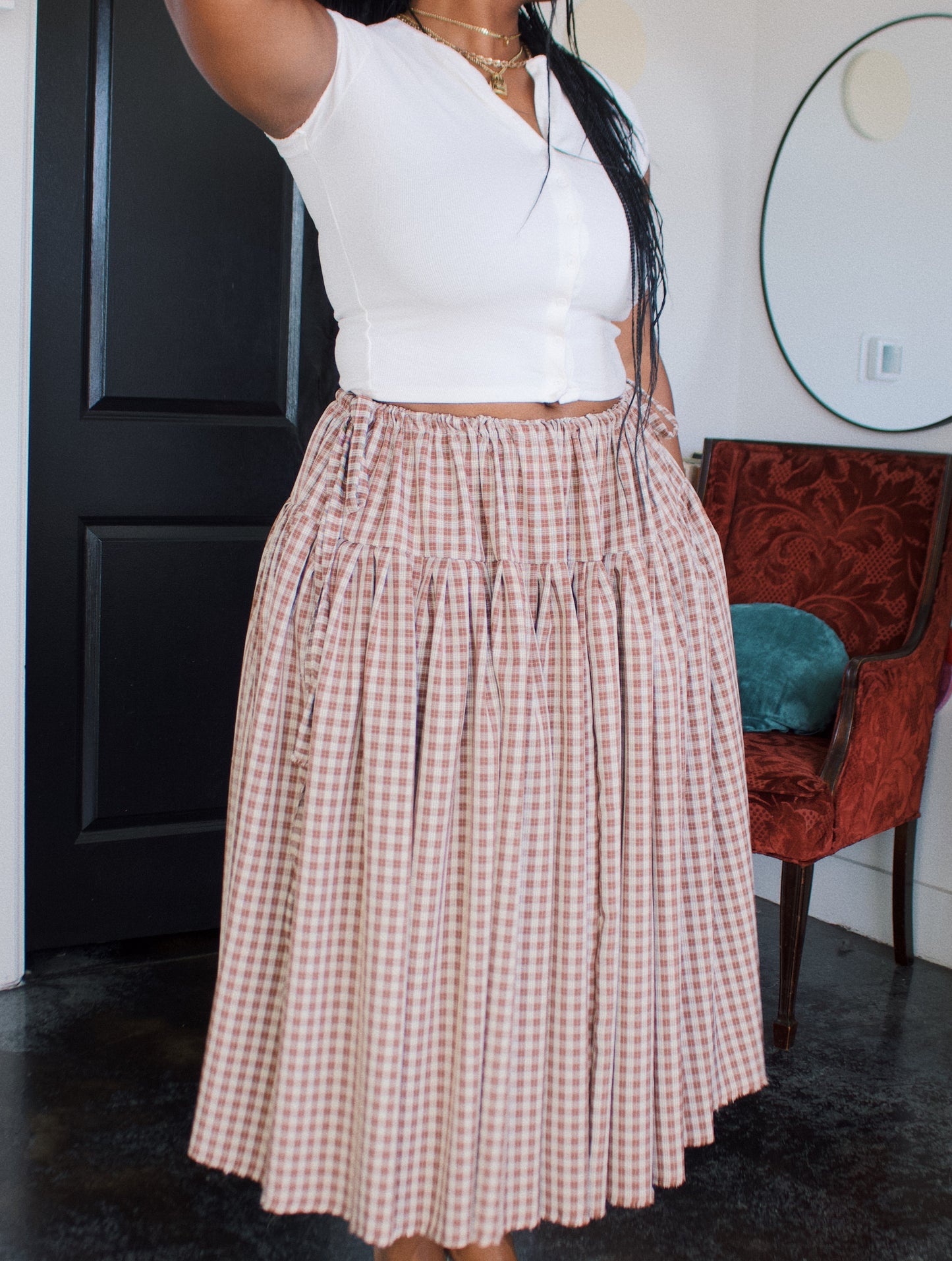 The Meadow Skirt - Plaid - Coffee