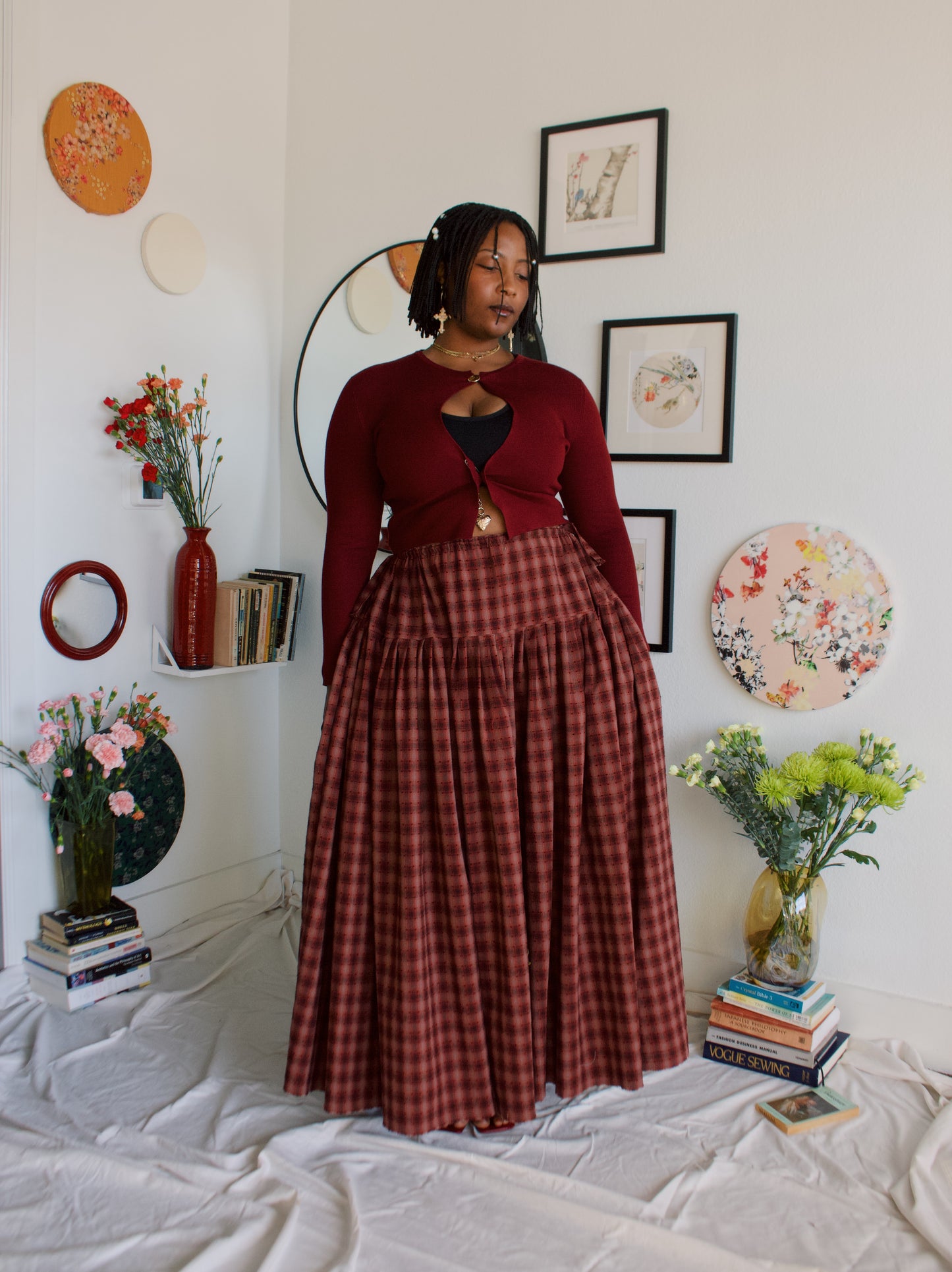 The Meadow Skirt - Plaid - Ladybug