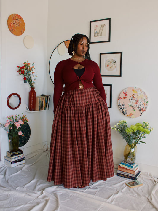 The Meadow Skirt - Plaid - Ladybug