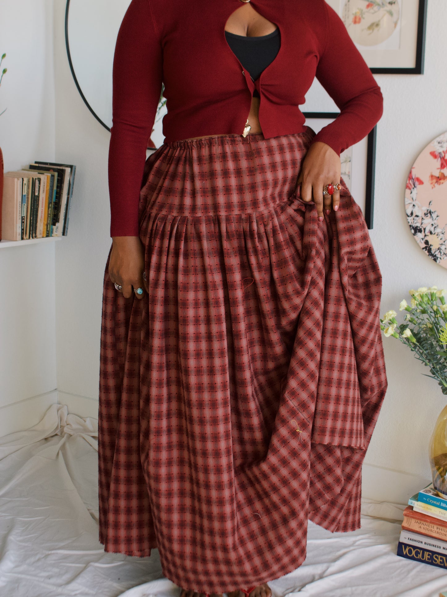 The Meadow Skirt - Plaid - Ladybug