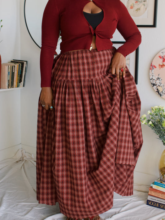 The Meadow Skirt - Plaid - Ladybug