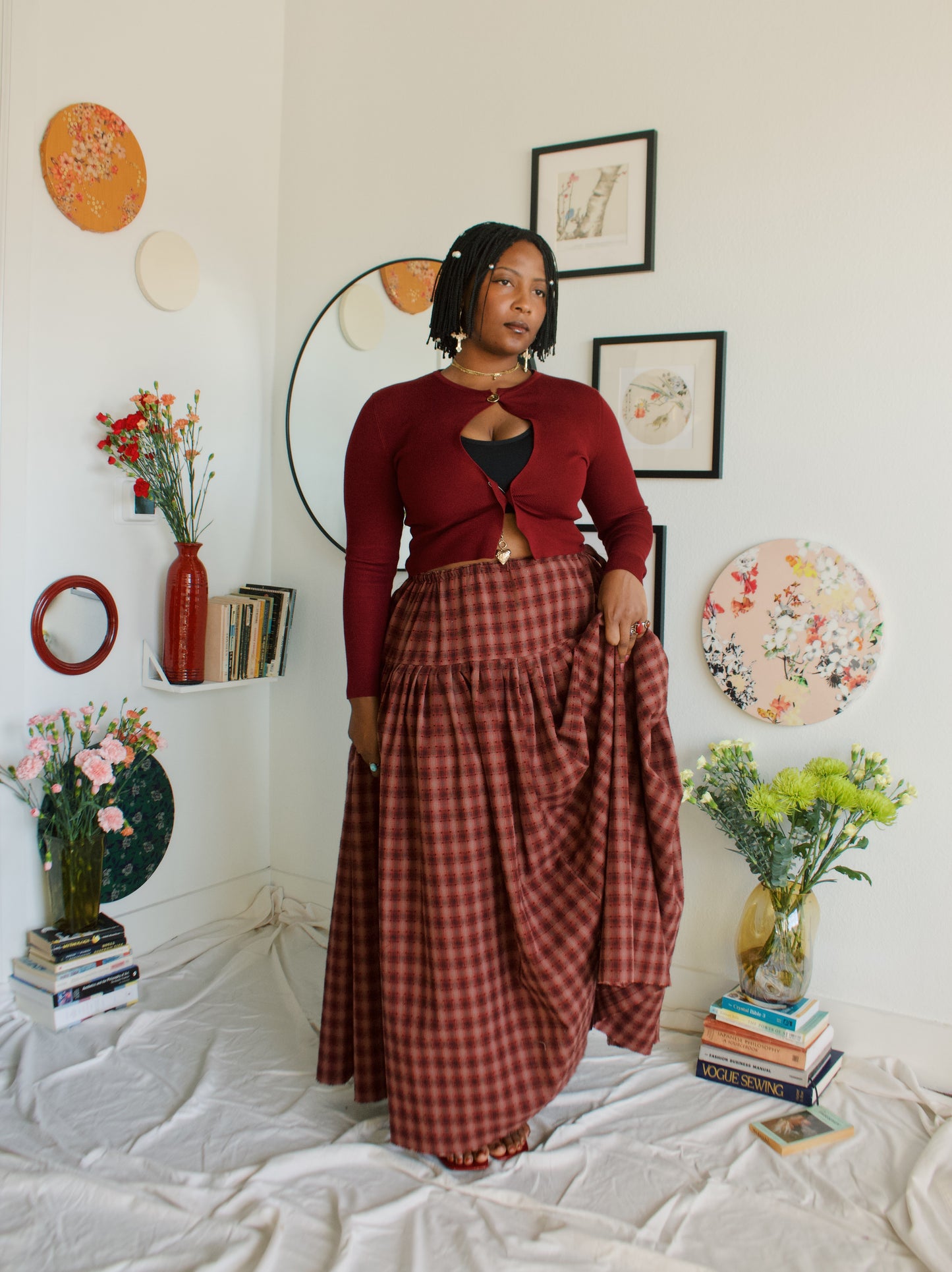 The Meadow Skirt - Plaid - Ladybug