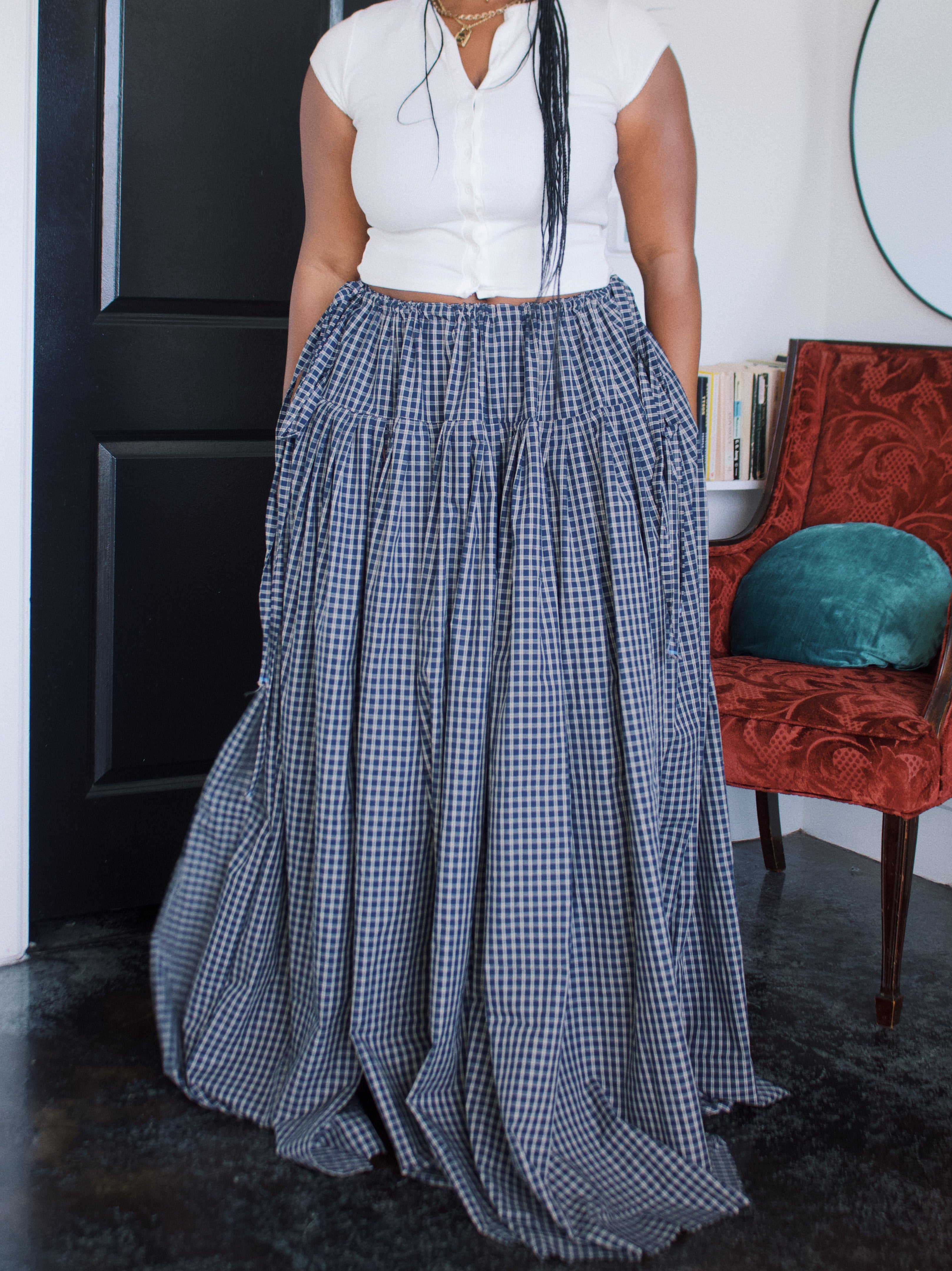The Meadow Skirt - Plaid - Lake – theflower iris