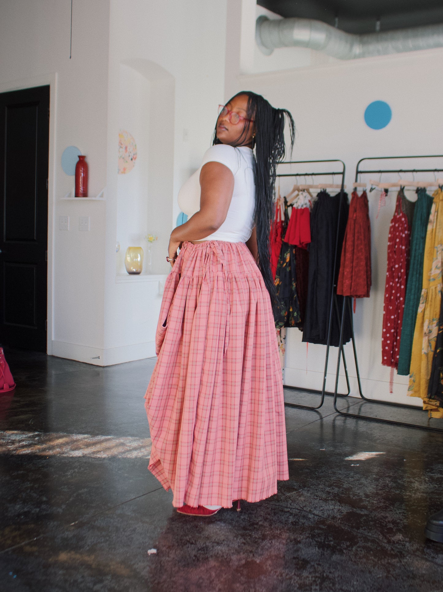 The Meadow Skirt - Plaid - Watermelon