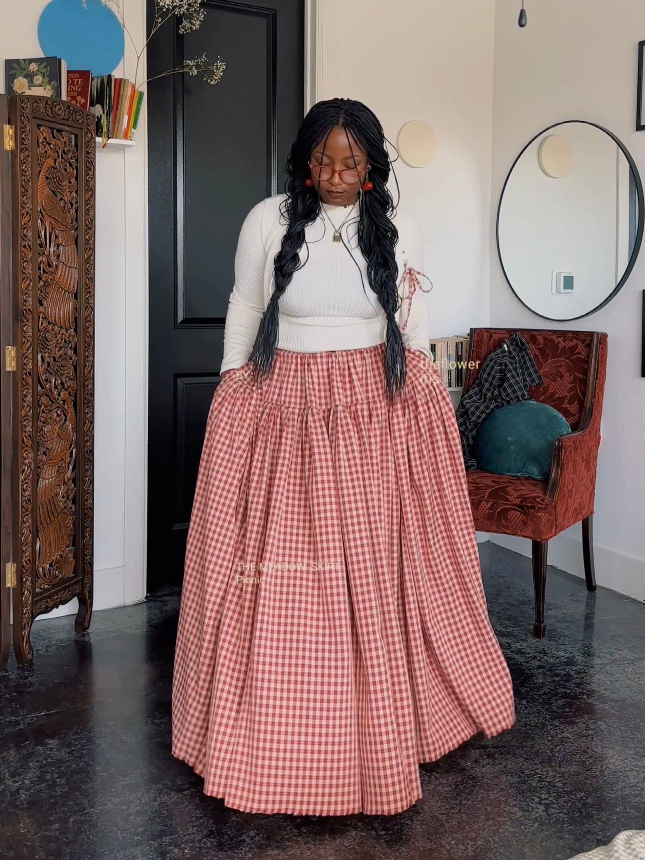 The Meadow Skirt - Plaid - Ruby